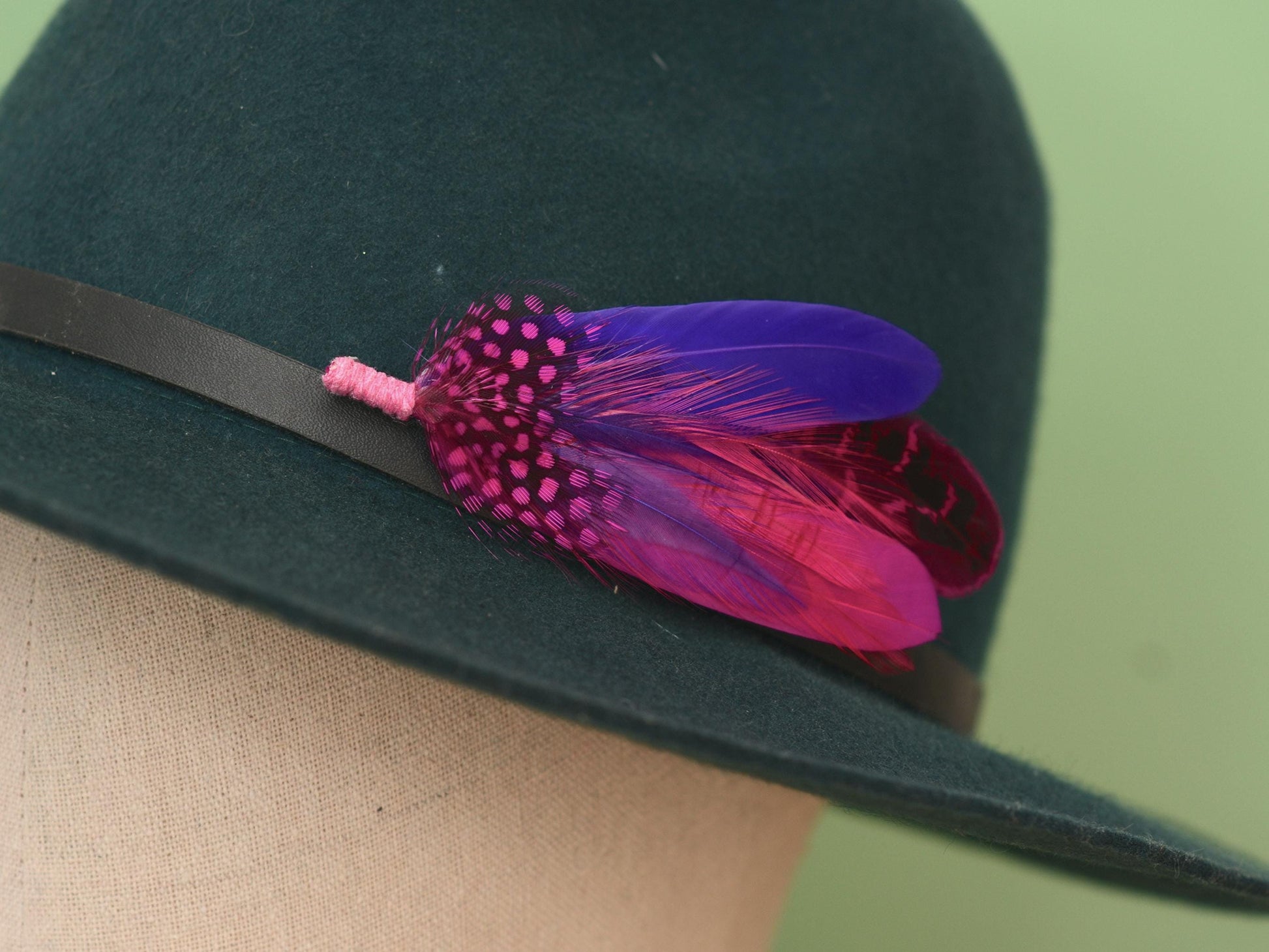 Shades of Pink and Purple Feather Boutonniere | Pheasant Feather Hat Pin | Feather Brooch