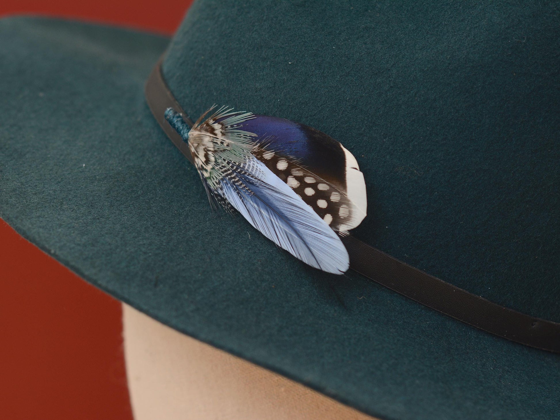 Small Navy and Pastel Blue Feather Boutonniere / Hat Pin | Blue Feather Pin | Duck Feather Brooch