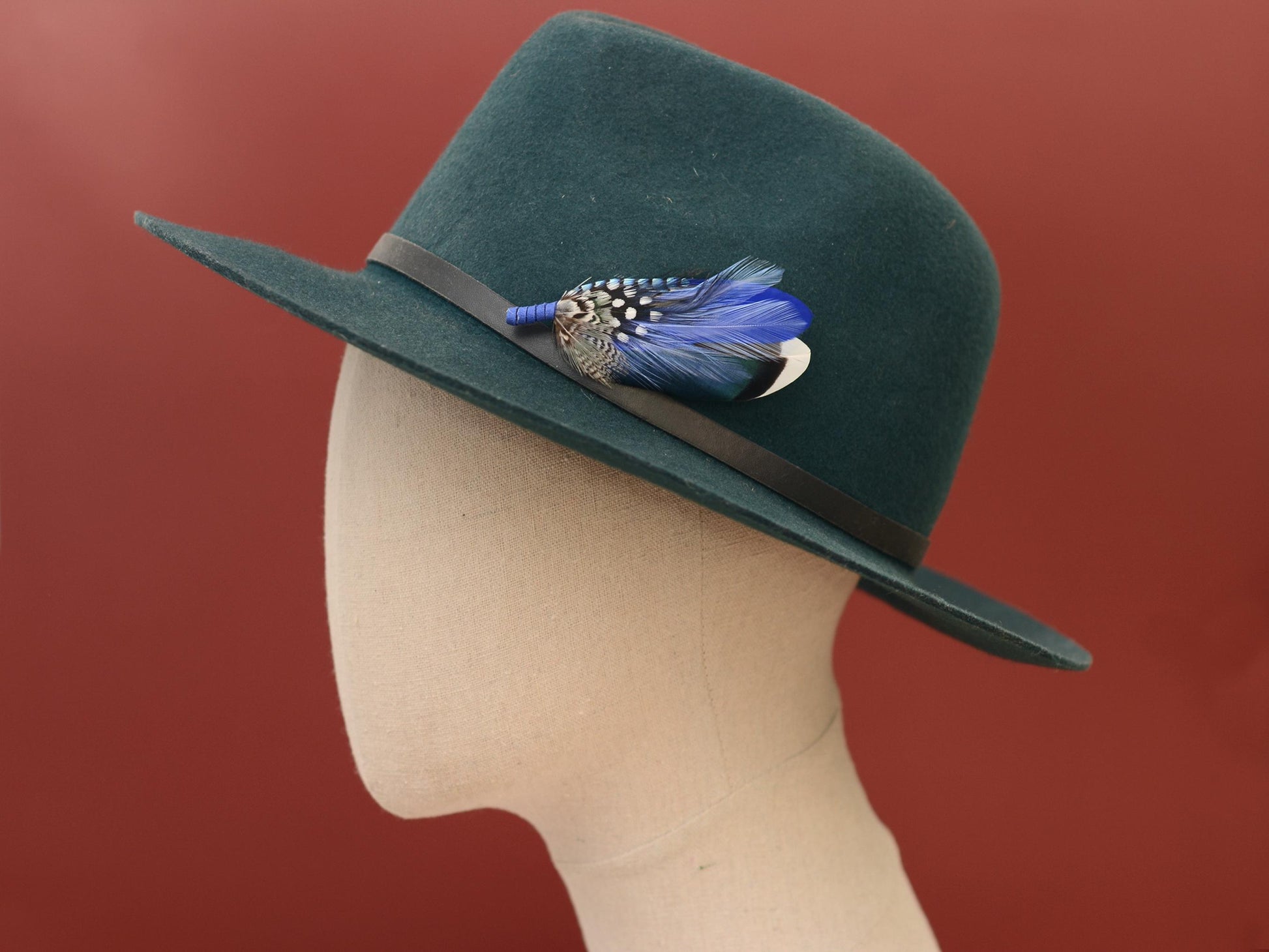 Shades of Blue Duck Feather Boutonniere | Duck Feather Brooch