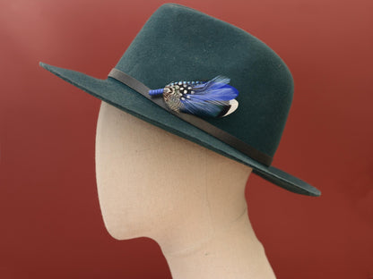 Shades of Blue Duck Feather Boutonniere | Duck Feather Brooch