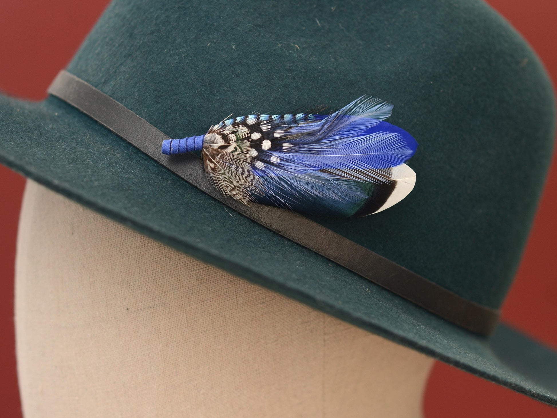 Shades of Blue Duck Feather Boutonniere | Duck Feather Brooch