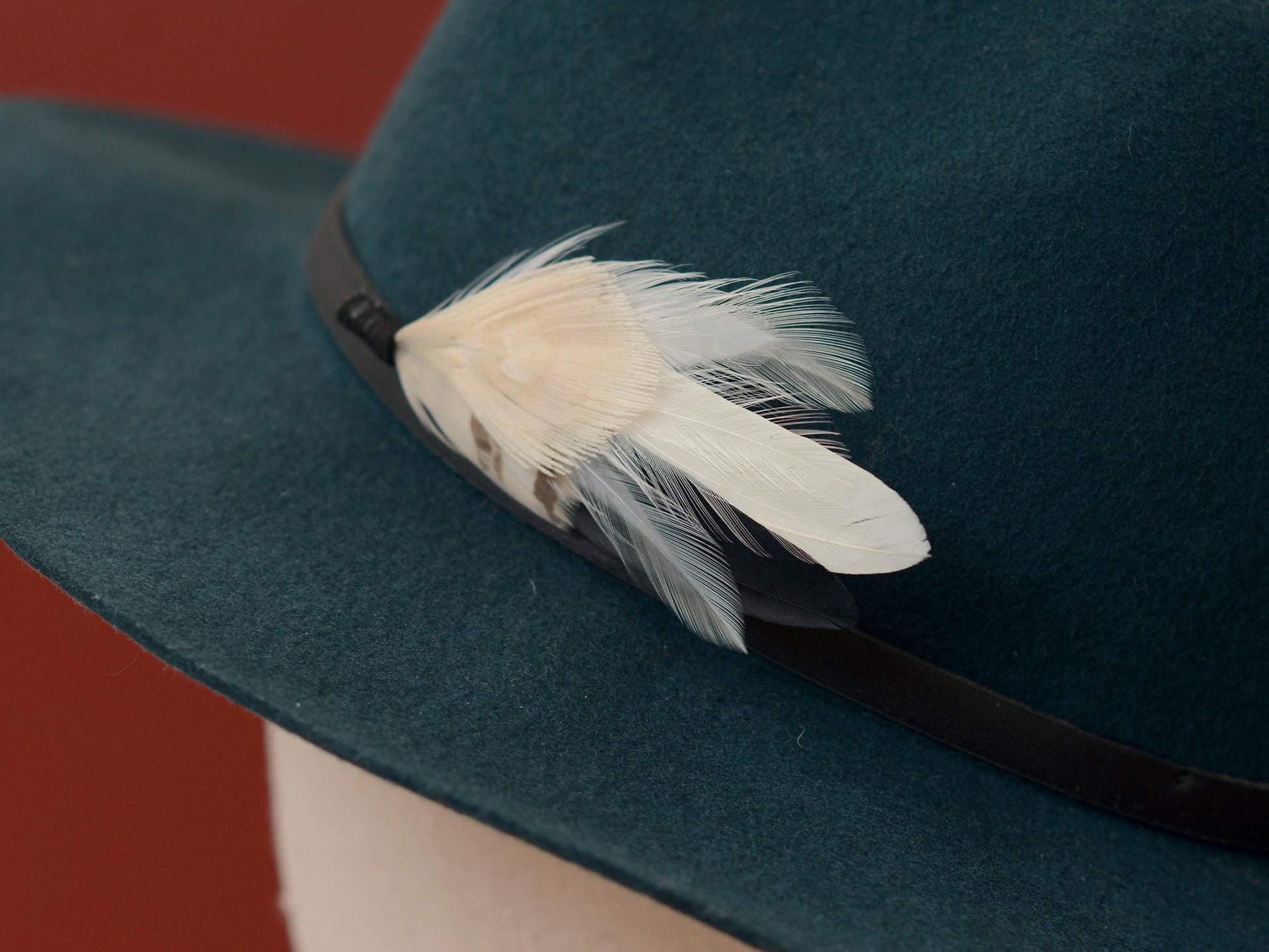 Monochrome Black and Ivory Peacock Feather Lapel Pin Brooch | Feather Boutonniere | Feather Brooch | Feather Lapel Pin