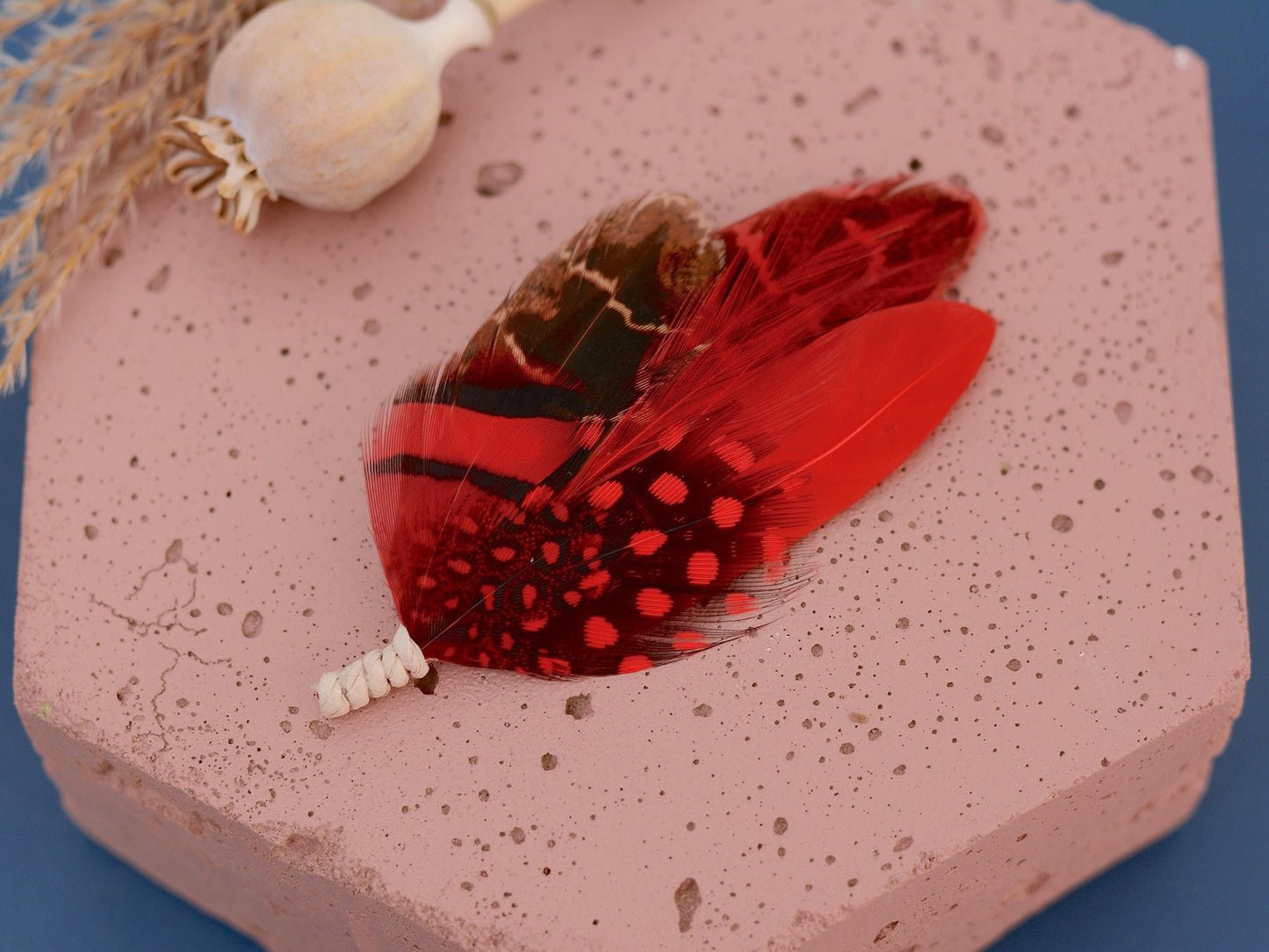 Black and Red Feather Hat Pin | Duck Feather Boutonniere | Pheasant Feather Brooch |