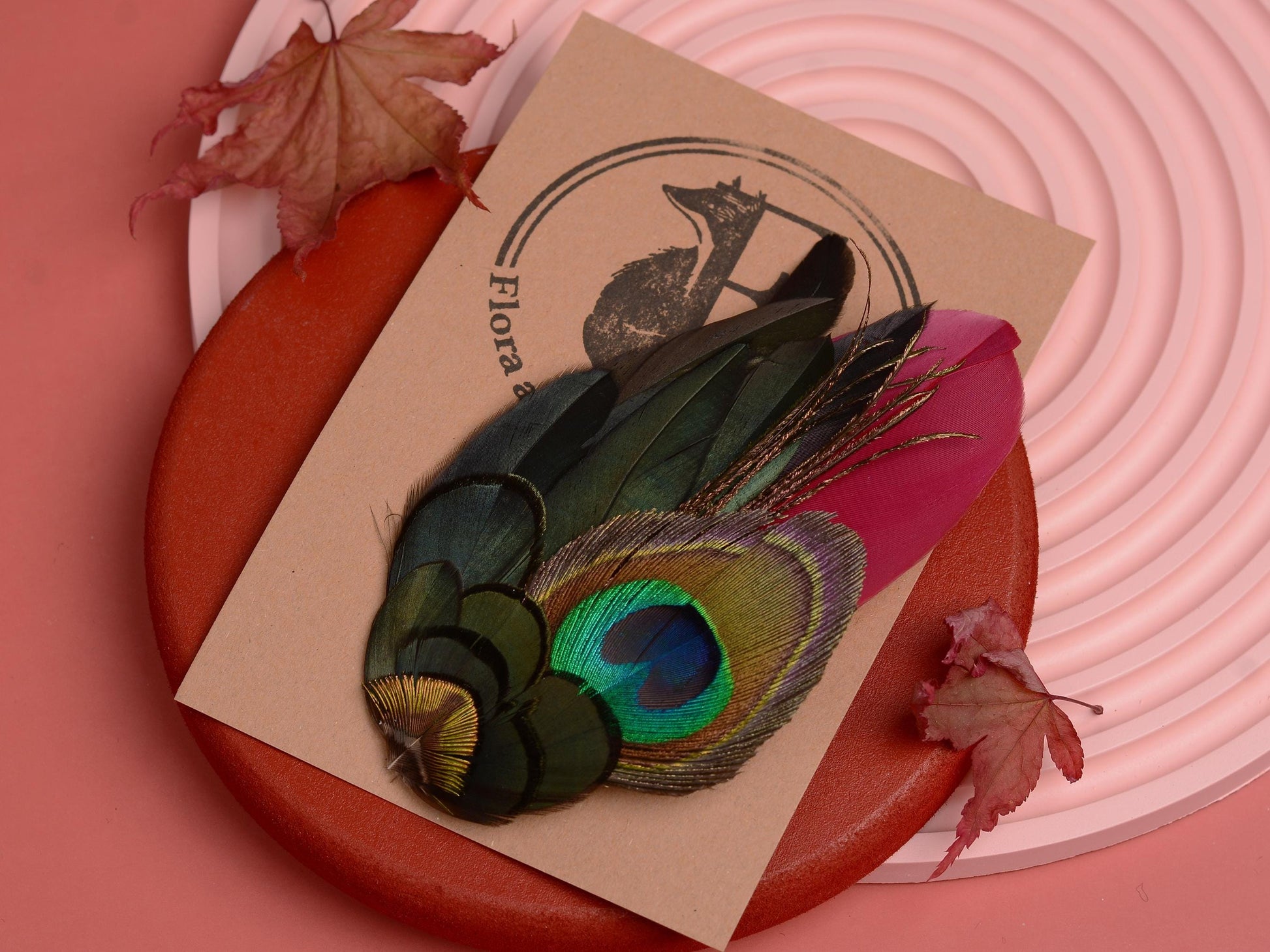 Burgundy and Peacock Feather Hair Clip | Peacock Feather Fascinator | Wedding Fascinator | Bridal Hair Clip | Bridesmaid Hair Clip