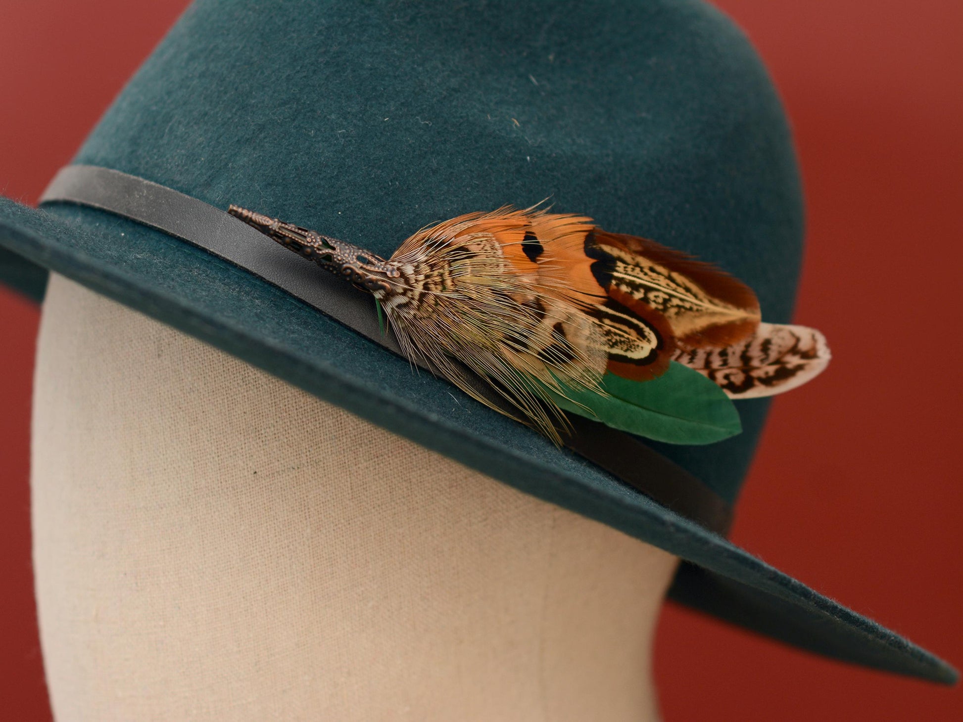 Natural Pheasant Feather Boutonniere / Hat Pin | Pheasant Feather Brooch | Wedding Corsage