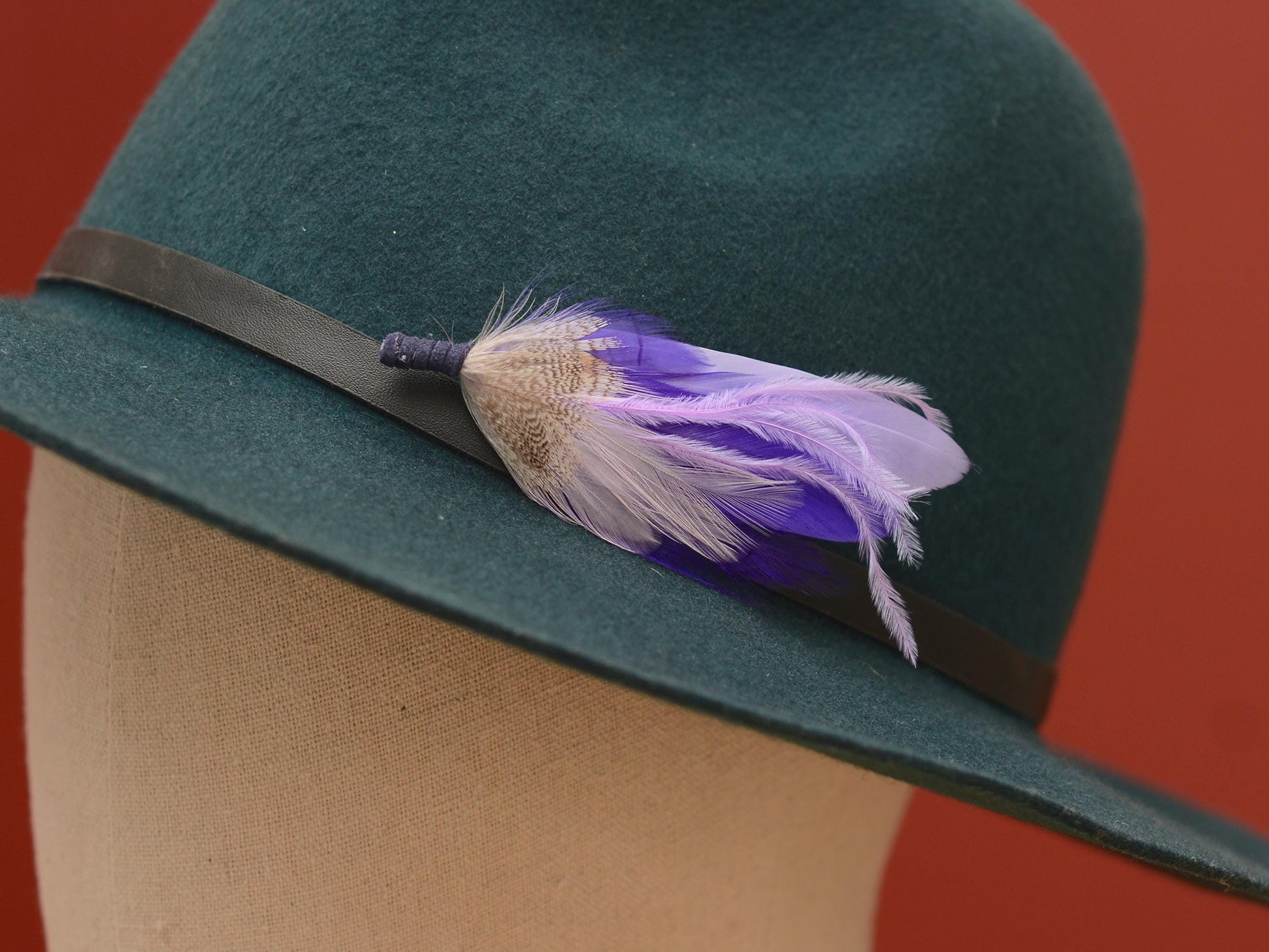 Lavender and Purple Feather Pin | Purple Feather Boutonniere | Feather Brooch | Feather Hat Pin