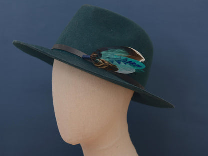 Duck Feather Brooch in Navy and Teal | Duck Feather Hat Pin | Duck Feather Boutonniere