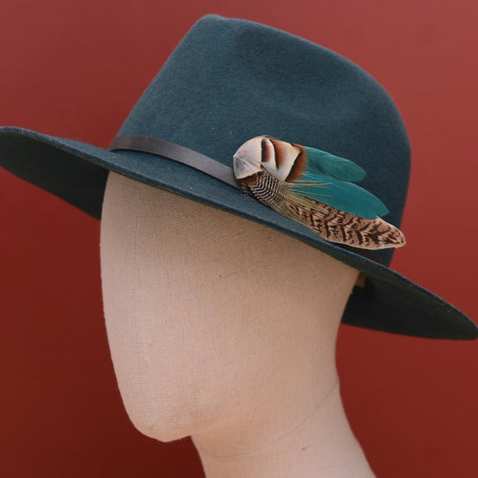 Teal, Partridge and Pheasant Feather Lapel / Hat Pin | Feather Boutonniere | Pheasant Feather Brooch | Feather Hat Pin | Pheasant Lapel Pin