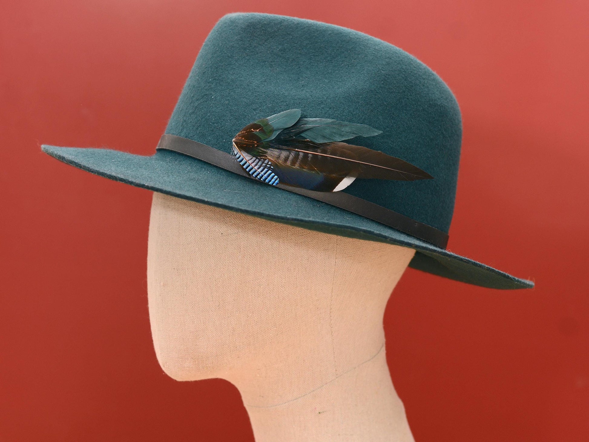 Blue, Teal and Grey Feather Hat Pin / Boutonniere No.192 | Duck Feather Brooch