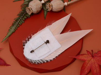 Blush Pink Feather Pin with Spotted Guinea Fowl Feathers | Feather Boutonniere | Feather Brooch | Feather Hat Pin
