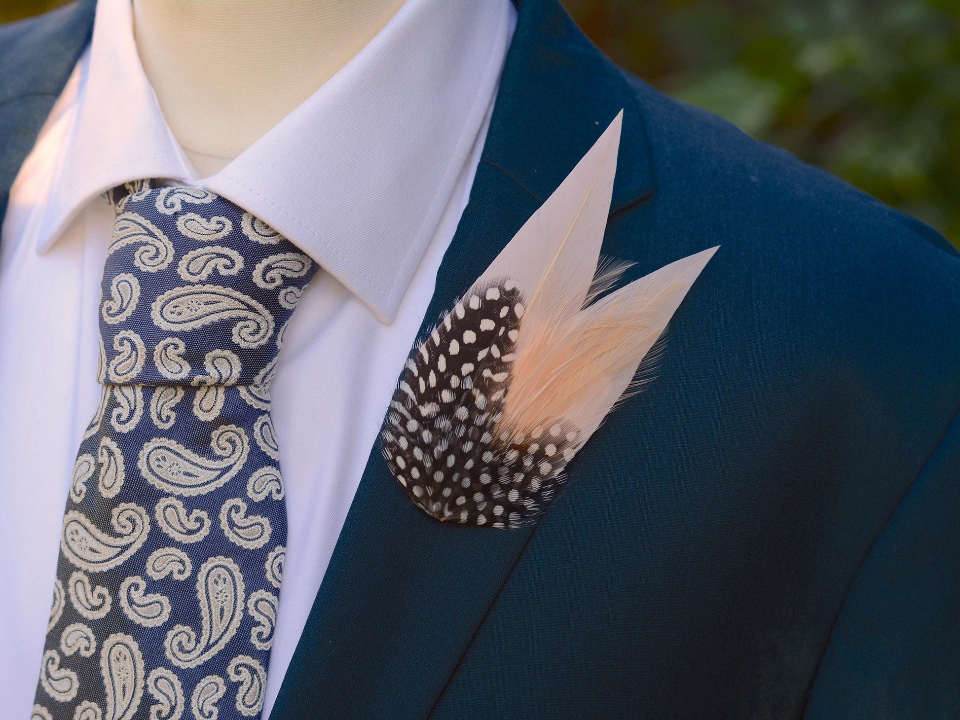 Blush Pink Feather Pin with Spotted Guinea Fowl Feathers | Feather Boutonniere | Feather Brooch | Feather Hat Pin