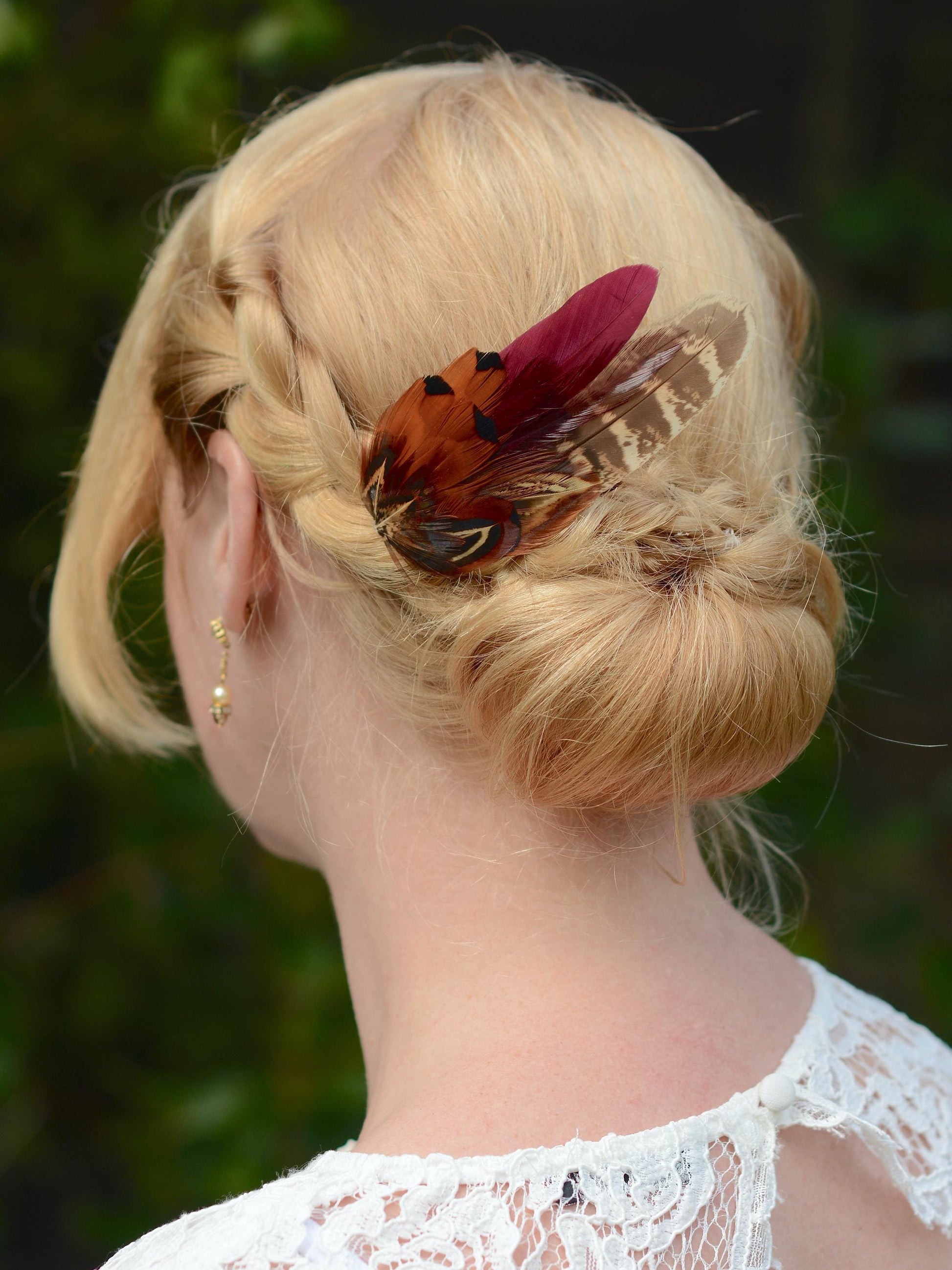 Pheasant Feather Hair Clip in Copper and Plum | Plum and Pheasant Feather Fascinator | Feather Headpiece | Bridesmaid Hair Clip | Wedding