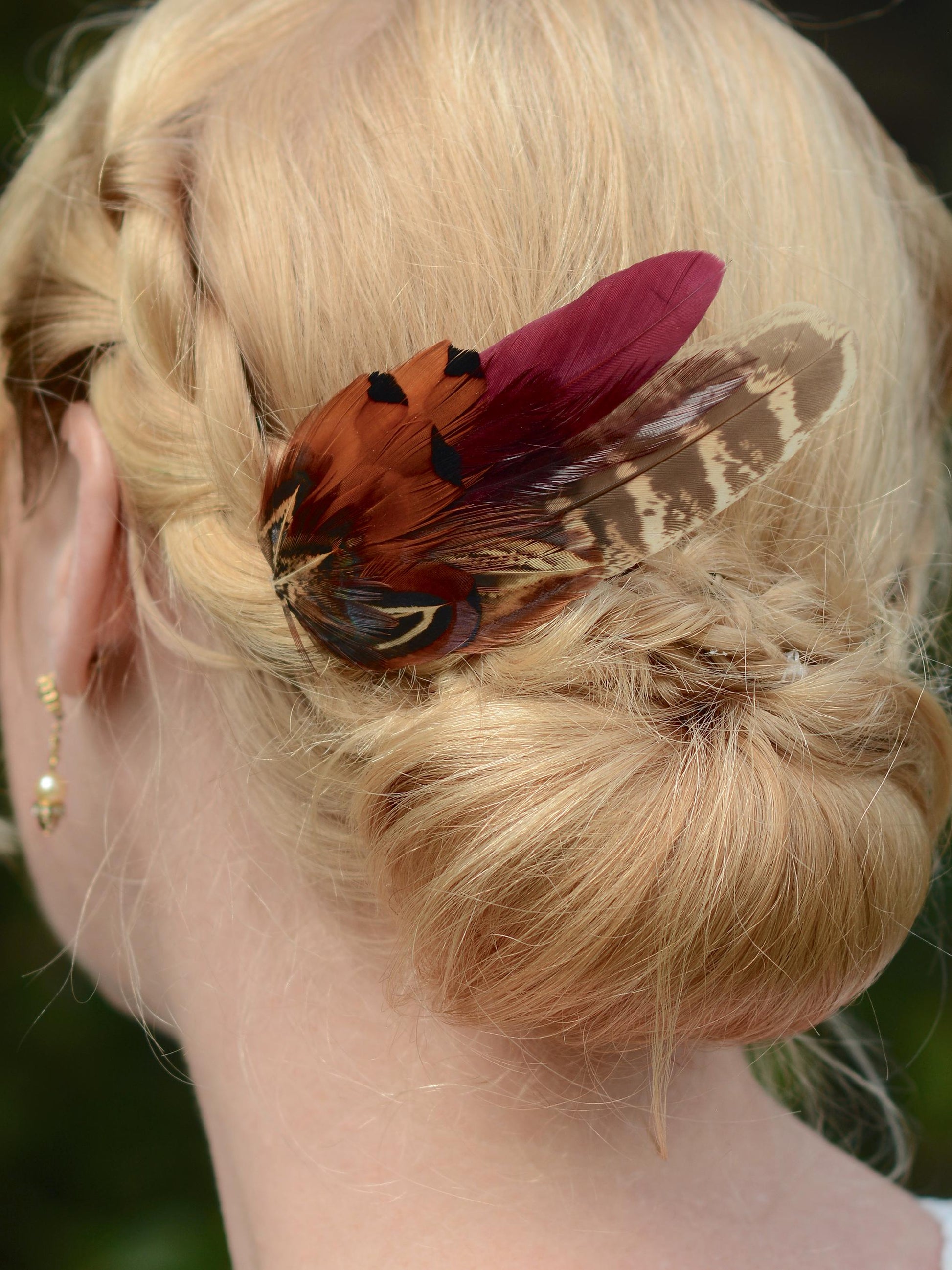 Pheasant Feather Hair Clip in Copper and Plum | Plum and Pheasant Feather Fascinator | Feather Headpiece | Bridesmaid Hair Clip | Wedding