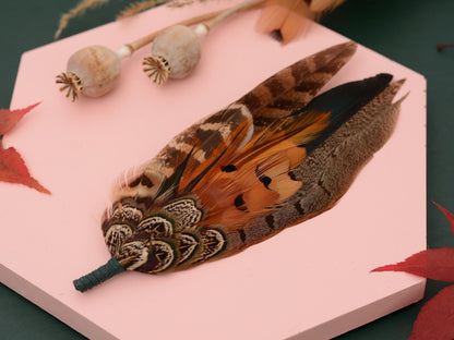 Natural Pheasant Feather Hat Pin No.310 | Pheasant Feather Boutonniere / Brooch
