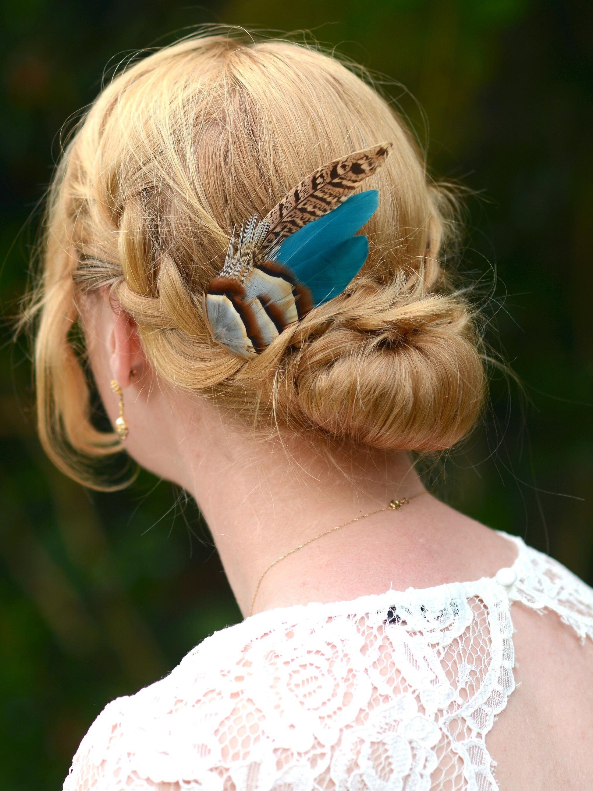 Feather Hair Clip in Teal Partridge and Pheasant | Pheasant Feather Fascinator | Feather Headpiece | Bridesmaid Hair Clip