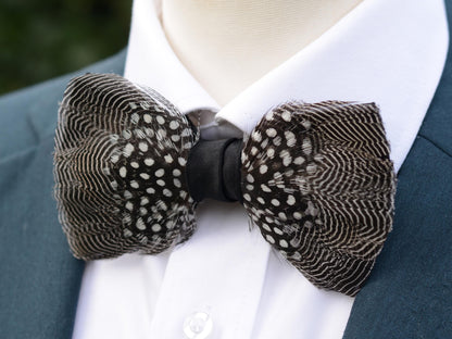 Pin Stripe and Polka Dot Feather Bow Tie | Pin Striped Bow Tie | Feather Neck Tie | Grooms Outfit | Groomsmen Gift | Monochrome Bow Tie