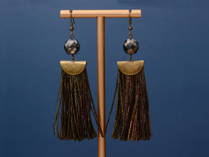 Shimmering Peacock Feather Tassel Earrings | Festival Earrings | Feather Jewellery | Long Earrings