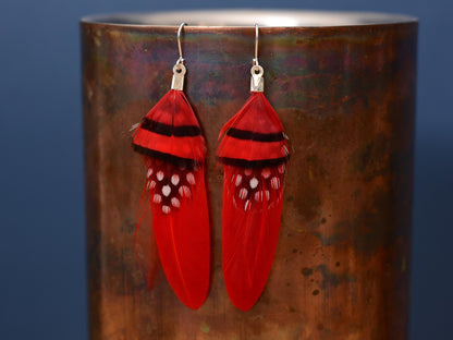 Red Feather Earrings | Festival Earrings | Feather Jewellery | Festival Jewellery | Drop Earrings