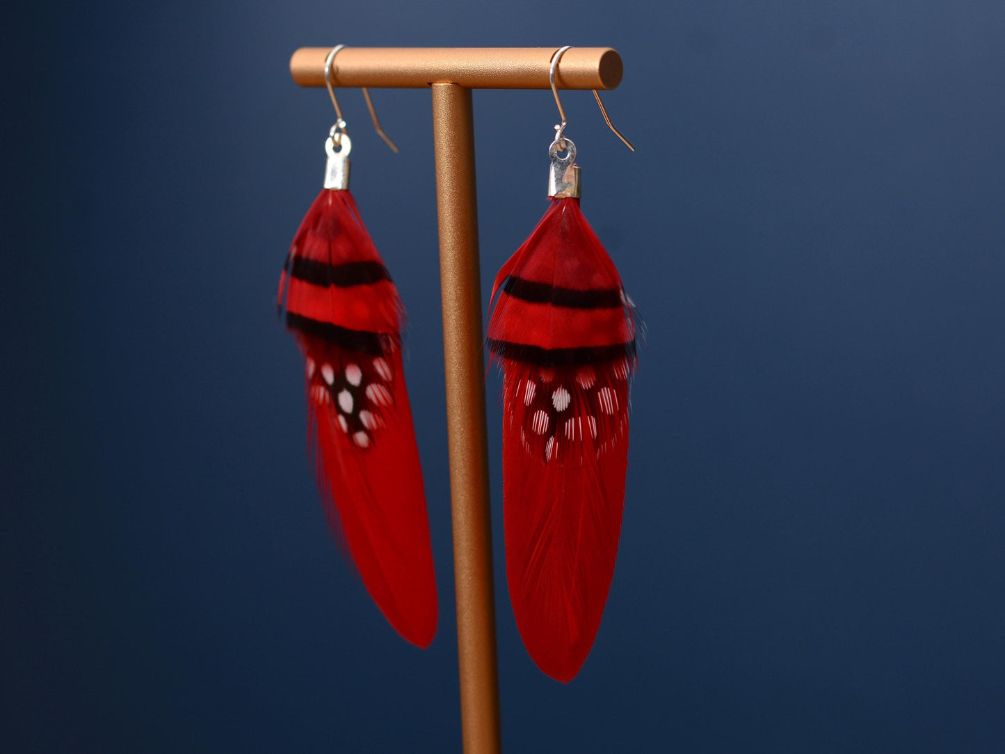 Red Feather Earrings | Festival Earrings | Feather Jewellery | Festival Jewellery | Drop Earrings