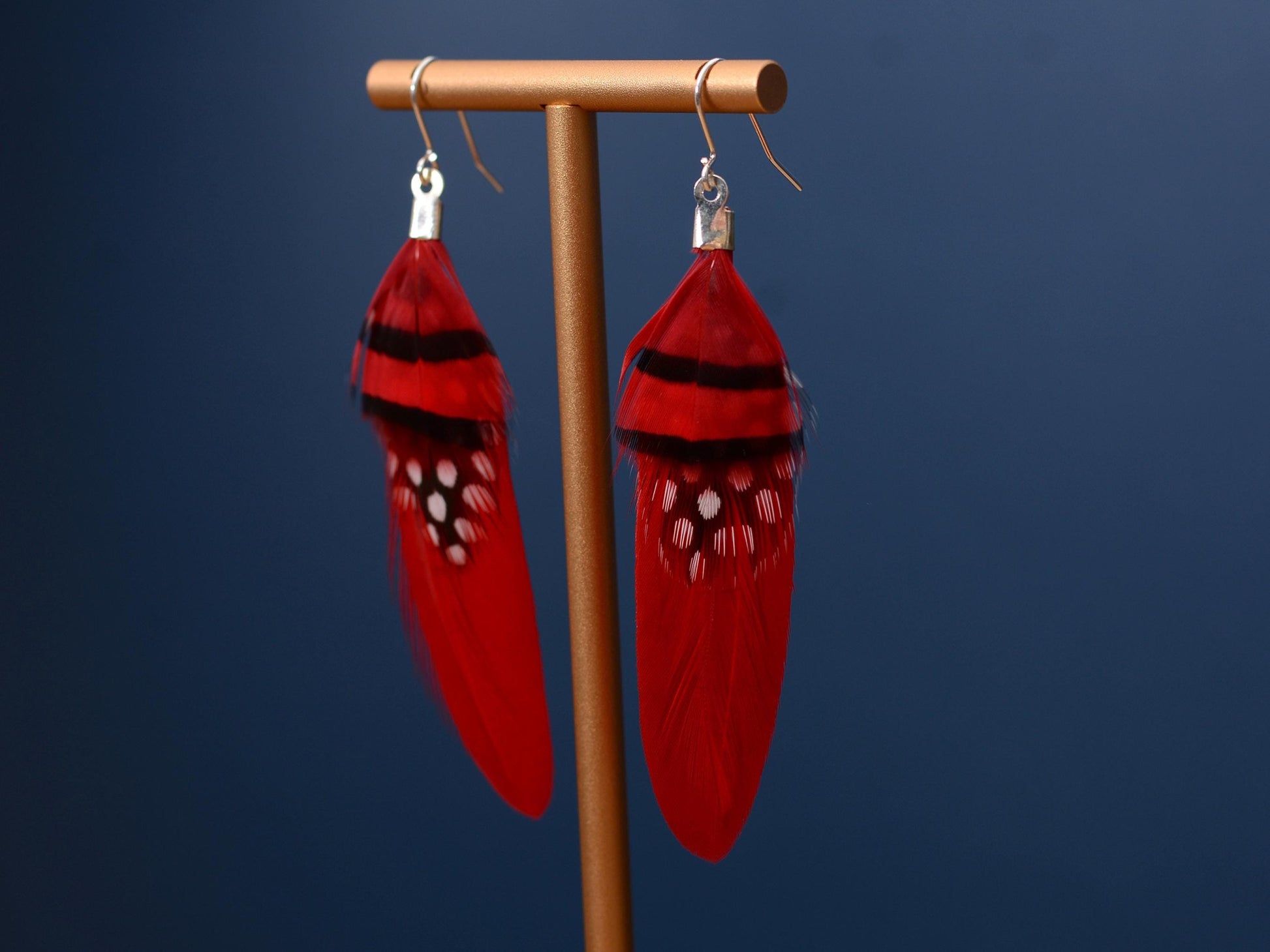 Red Feather Earrings | Festival Earrings | Feather Jewellery | Festival Jewellery | Drop Earrings