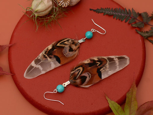 Mixed Pheasant Feather Earrings | Festival Earrings | Feather Jewellery | Festival Jewellery | Drop Earrings