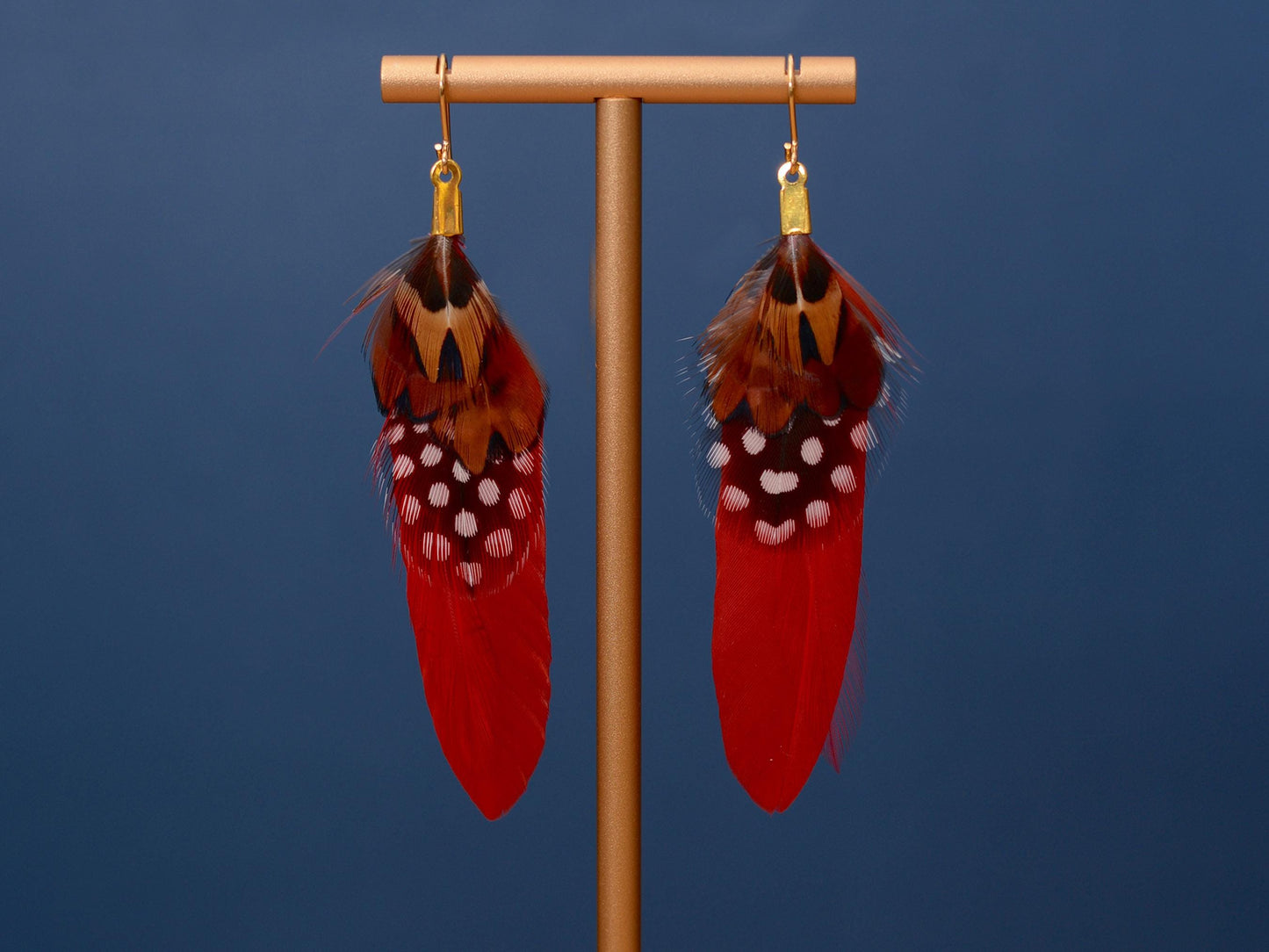Red Pheasant Feather Earrings | Festival Earrings | Feather Jewellery | Festival Jewellery | Drop Earrings