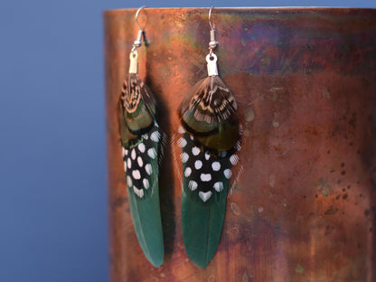 Green Feather Earrings | Pheasant Feather Earrings | Festival Earrings | Feather Jewellery | Festival Jewellery | Drop Earrings