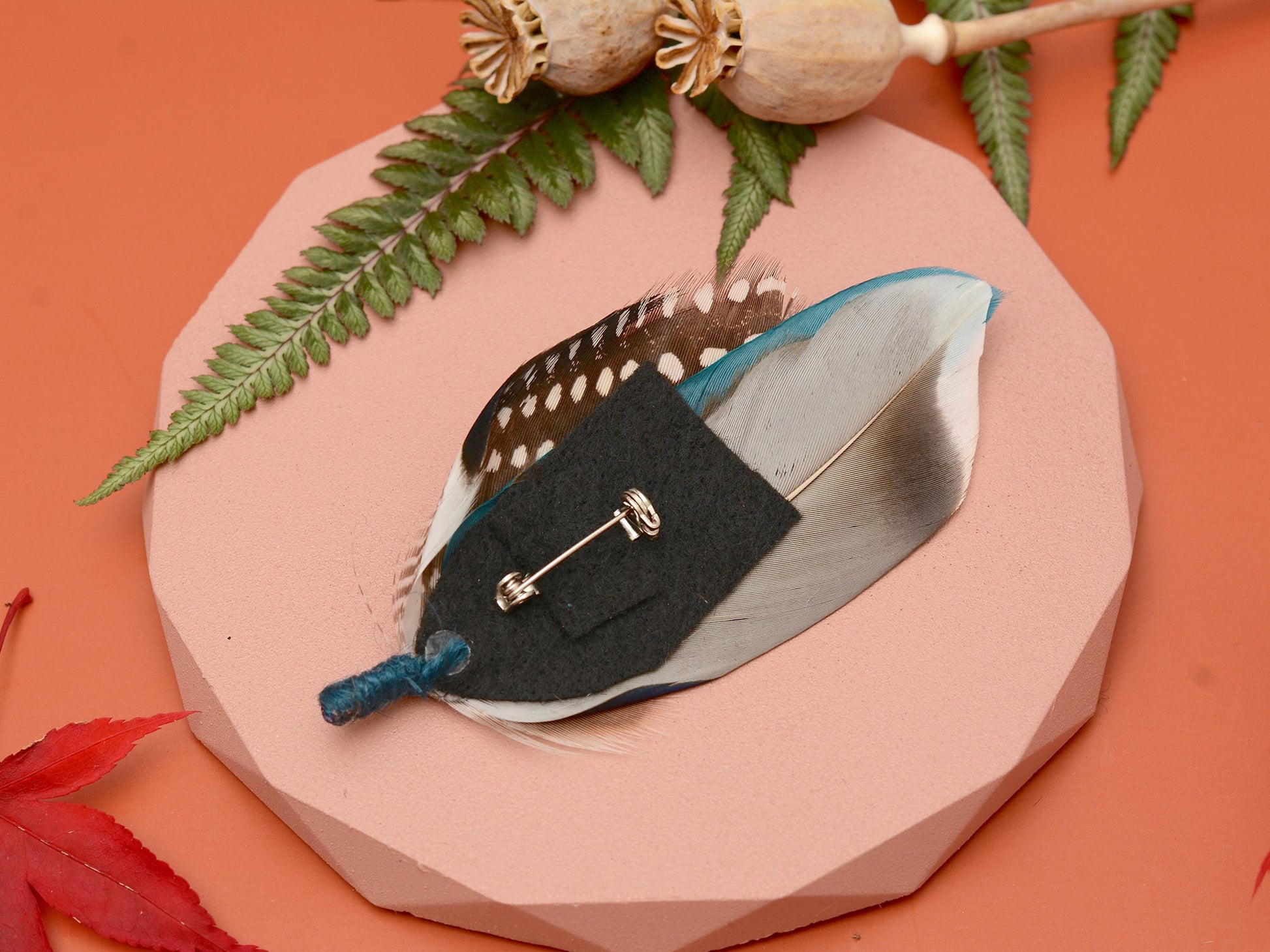Blue and Teal Duck Feather Lapel Pin | Duck Feather Boutonniere | Pheasant Feather Brooch | Feather Hat Pin