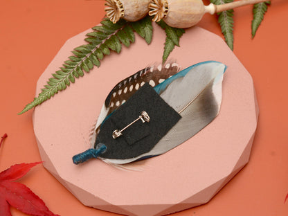 Blue and Teal Duck Feather Lapel Pin | Duck Feather Boutonniere | Pheasant Feather Brooch | Feather Hat Pin