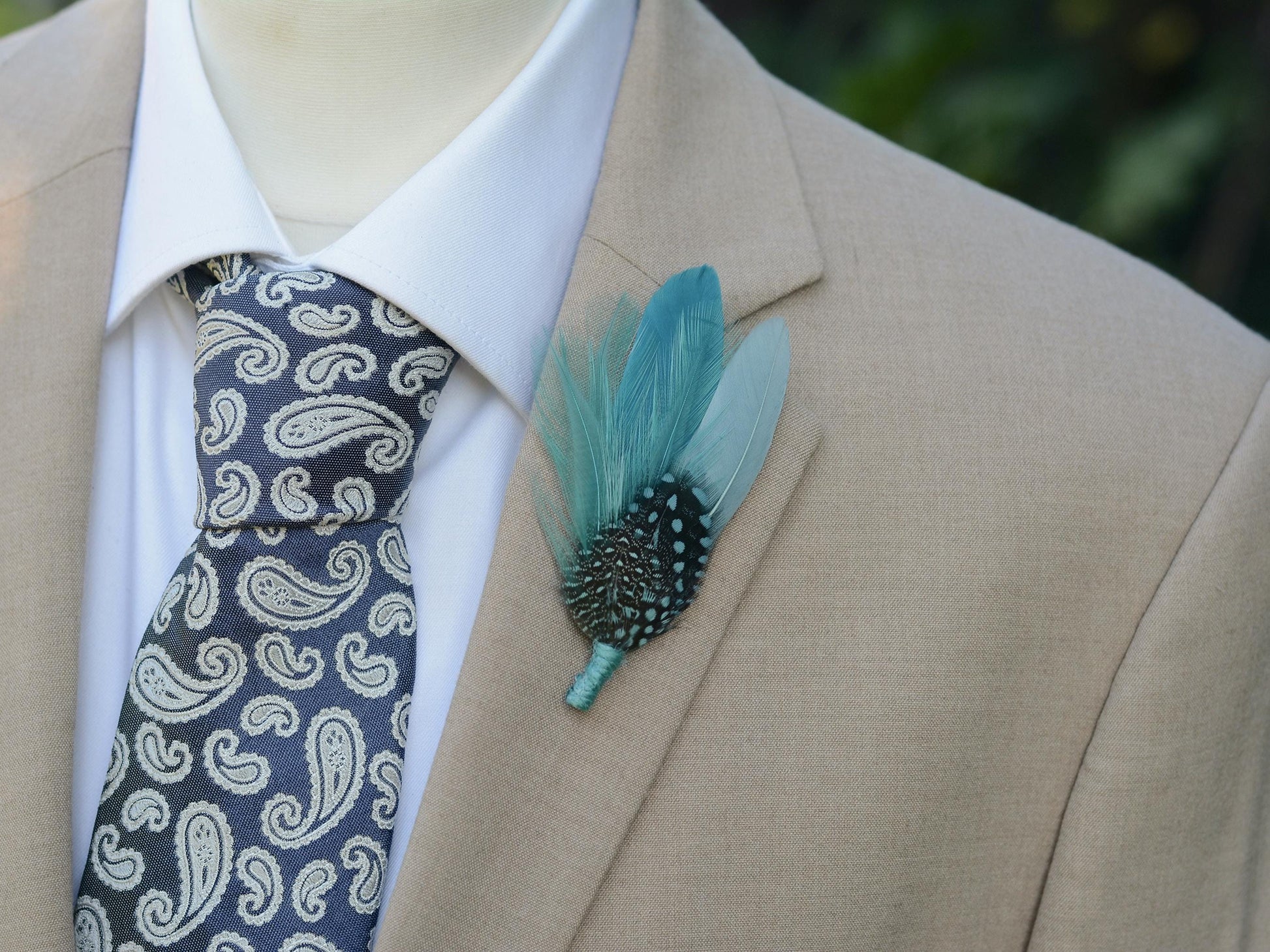 Teal and Sage Green Ombre Duck Feather Lapel Pin / Hat Pin | Duck Feather Boutonniere | Duck Feather Brooch