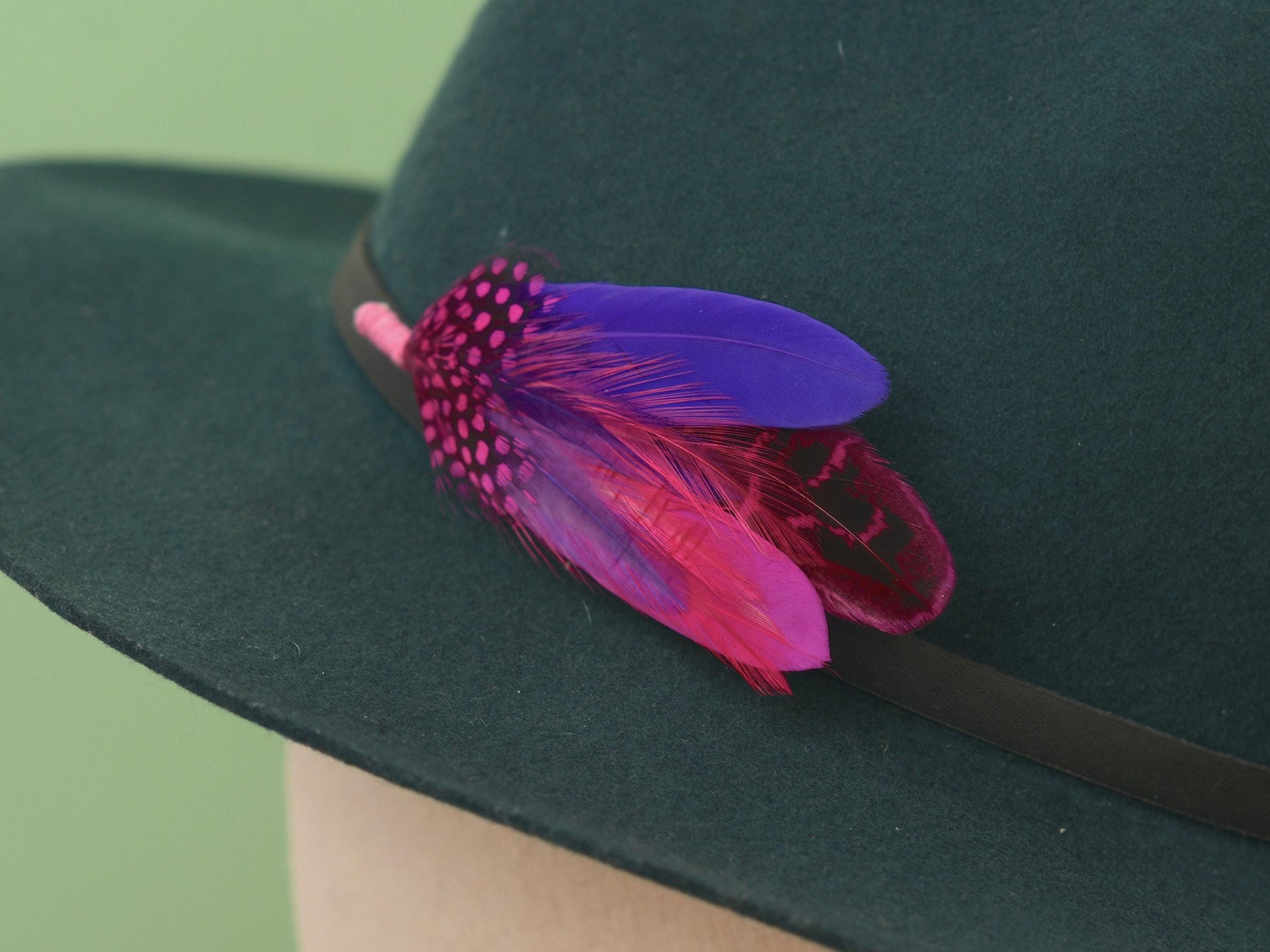 Shades of Pink and Purple Feather Boutonniere | Pheasant Feather Hat Pin | Feather Brooch