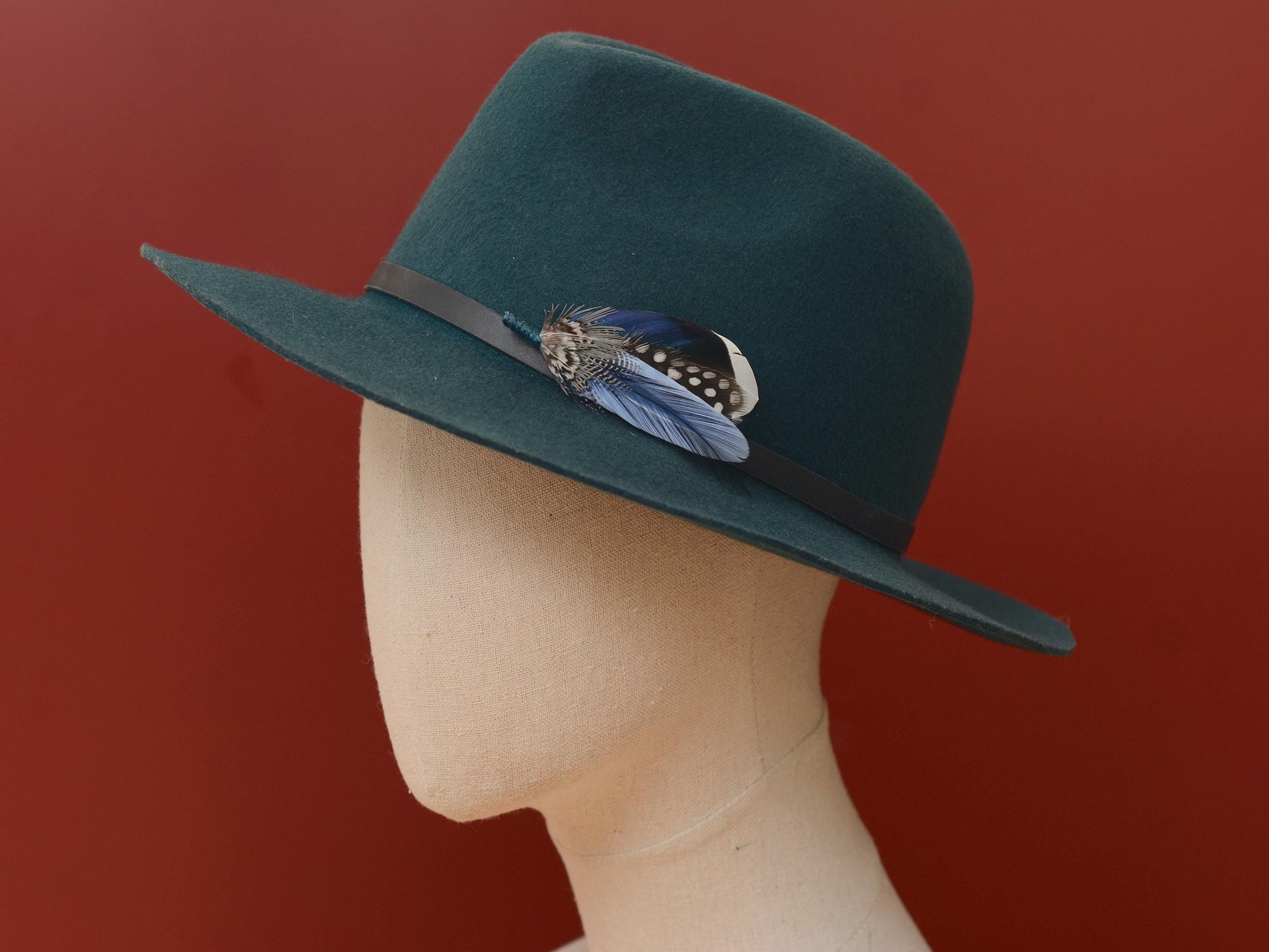 Small Navy and Pastel Blue Feather Boutonniere / Hat Pin | Blue Feather Pin | Duck Feather Brooch