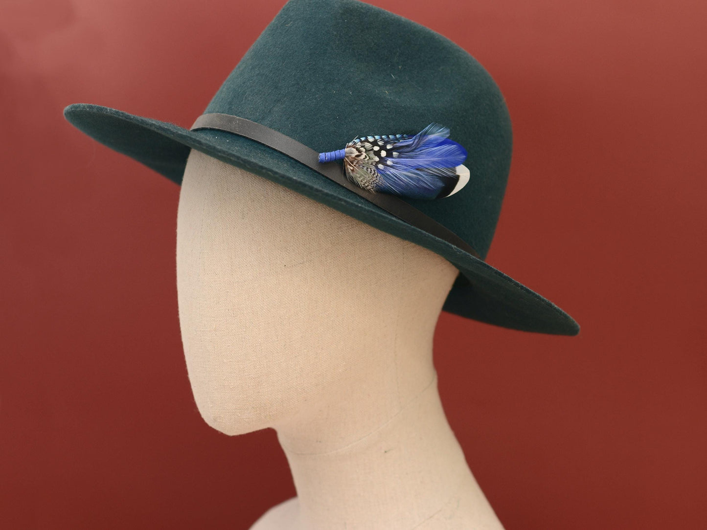 Shades of Blue Duck Feather Boutonniere | Duck Feather Brooch