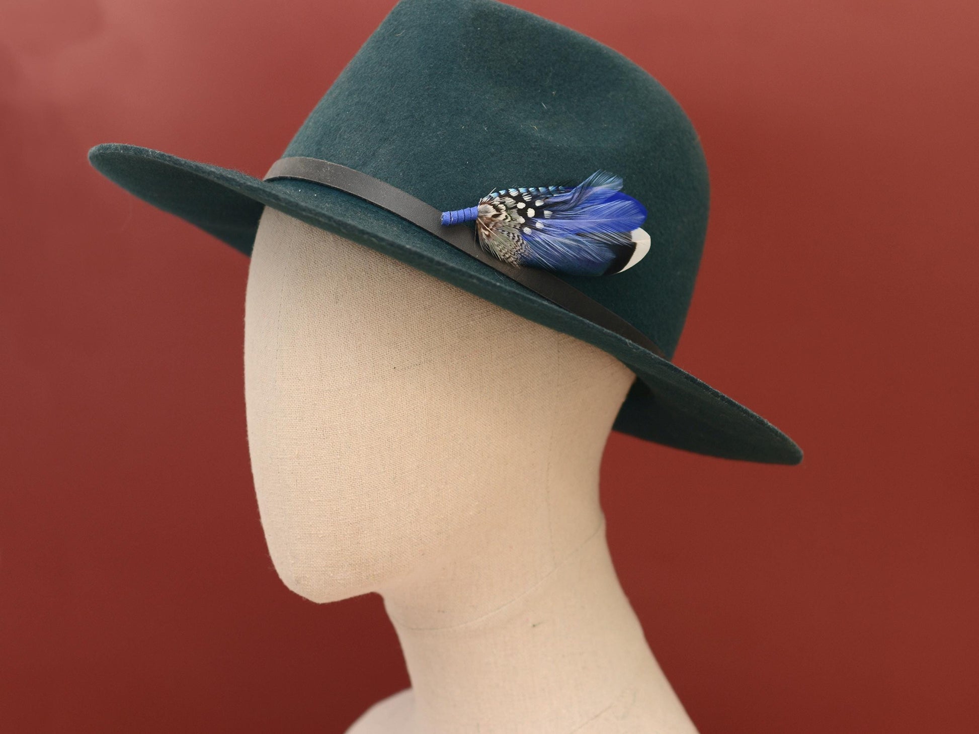 Shades of Blue Duck Feather Boutonniere | Duck Feather Brooch