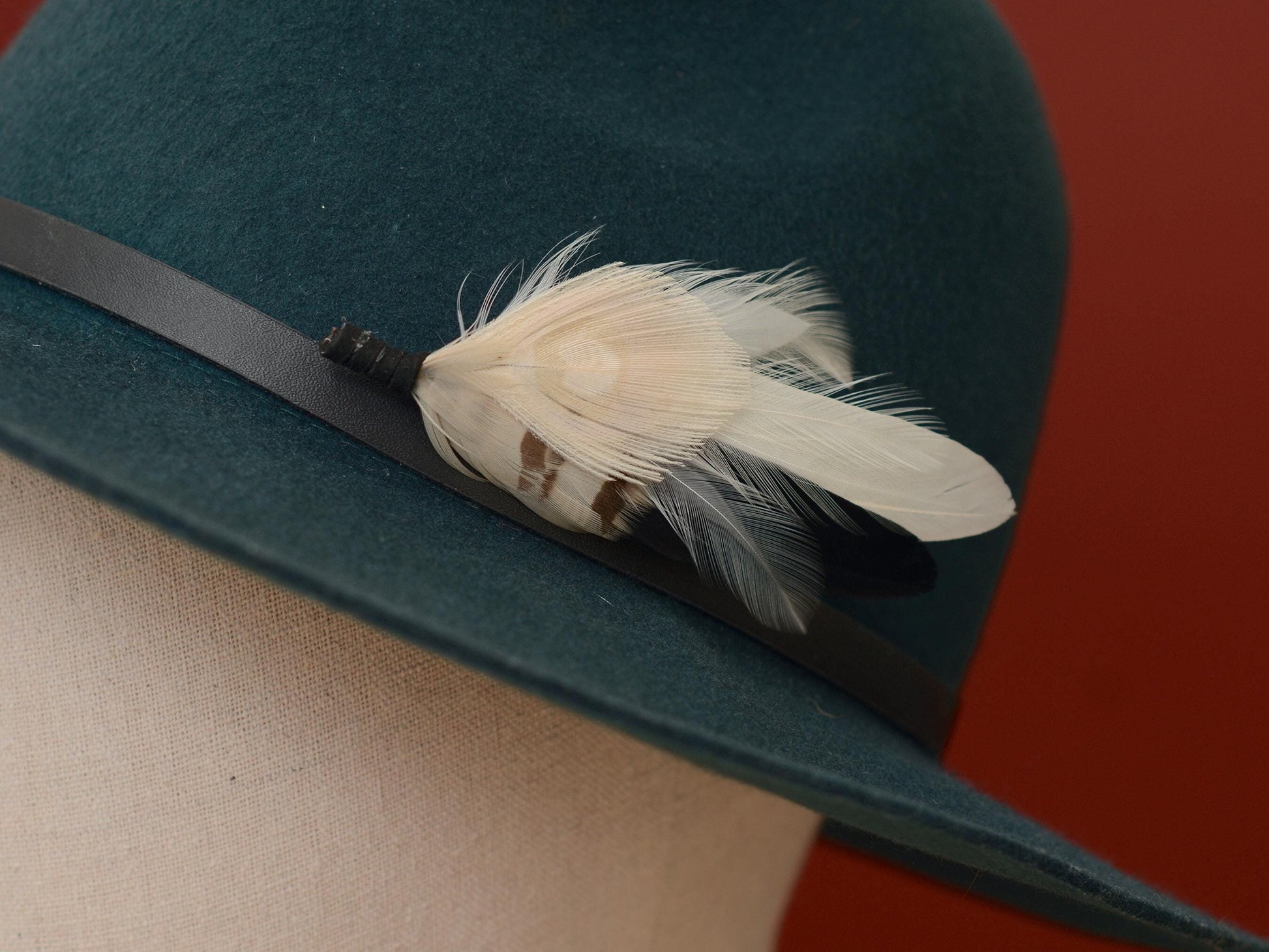 Monochrome Black and Ivory Peacock Feather Lapel Pin Brooch | Feather Boutonniere | Feather Brooch | Feather Lapel Pin
