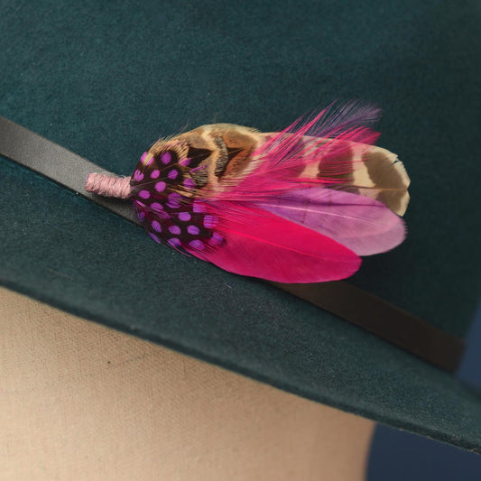 Pink and Mauve Hen Pheasant Feather Hat Pin | Feather Brooch | Feather Boutonniere |