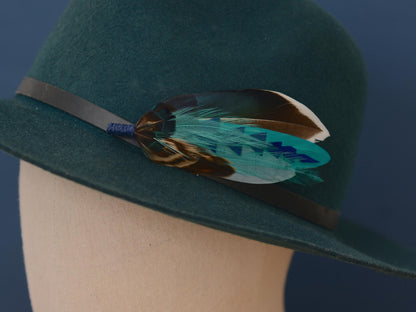 Duck Feather Brooch in Navy and Teal | Duck Feather Hat Pin | Duck Feather Boutonniere