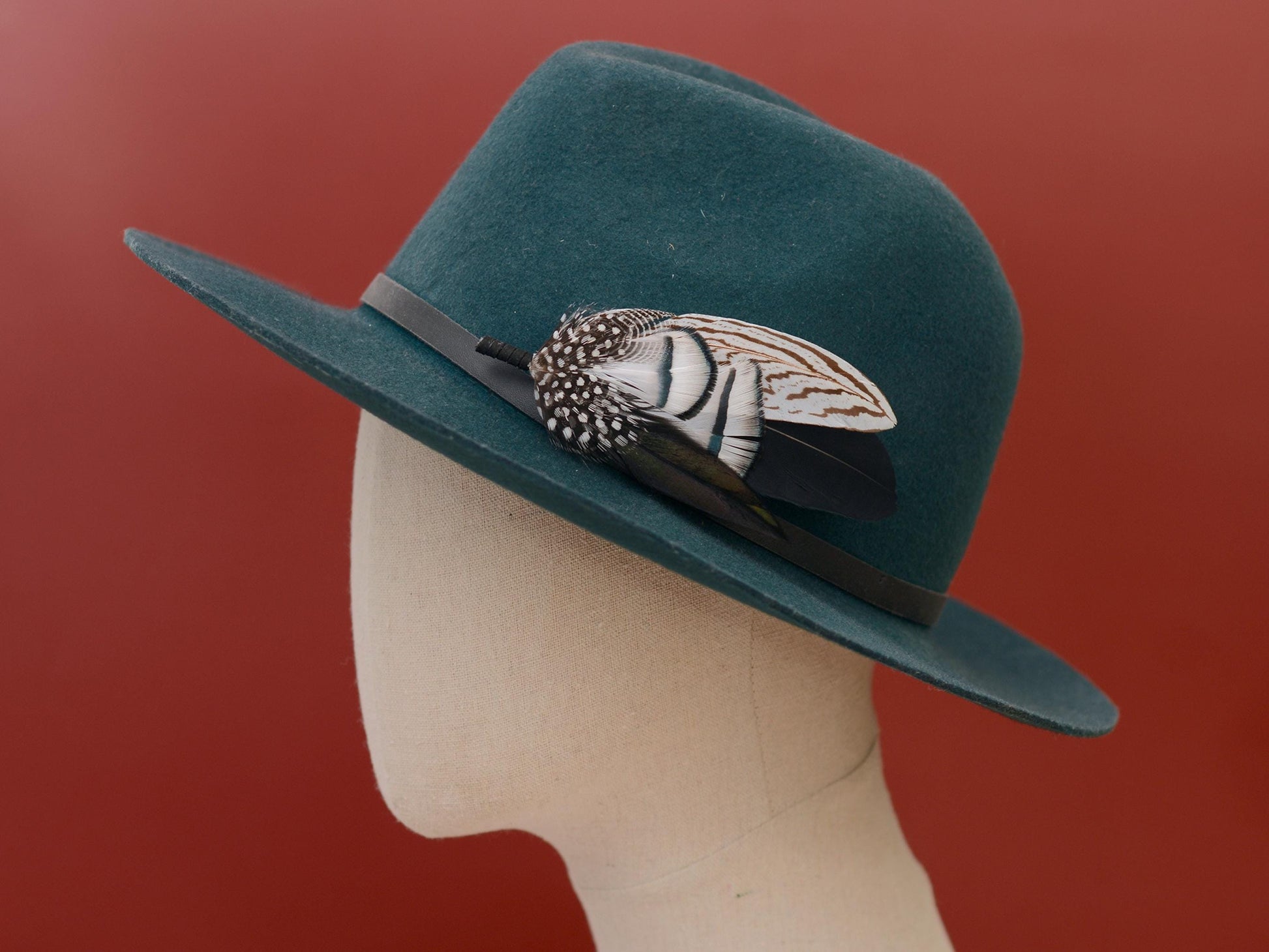 Monochrome Feather Lapel Pin Large No.1 | Feather Boutonniere | Pheasant Feather Brooch | Feather Hat Pin