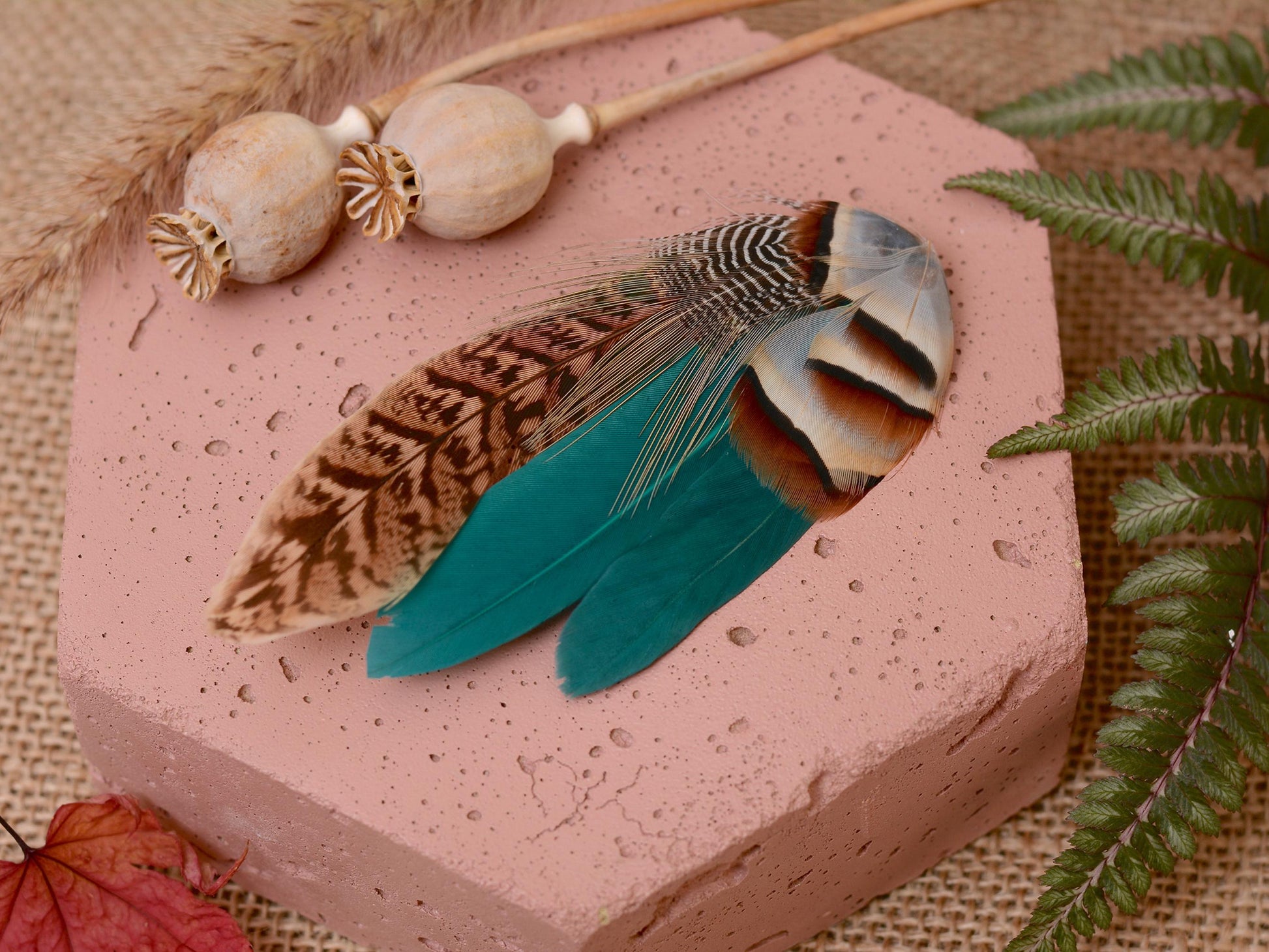 Teal, Partridge and Pheasant Feather Lapel / Hat Pin | Feather Boutonniere | Pheasant Feather Brooch | Feather Hat Pin | Pheasant Lapel Pin