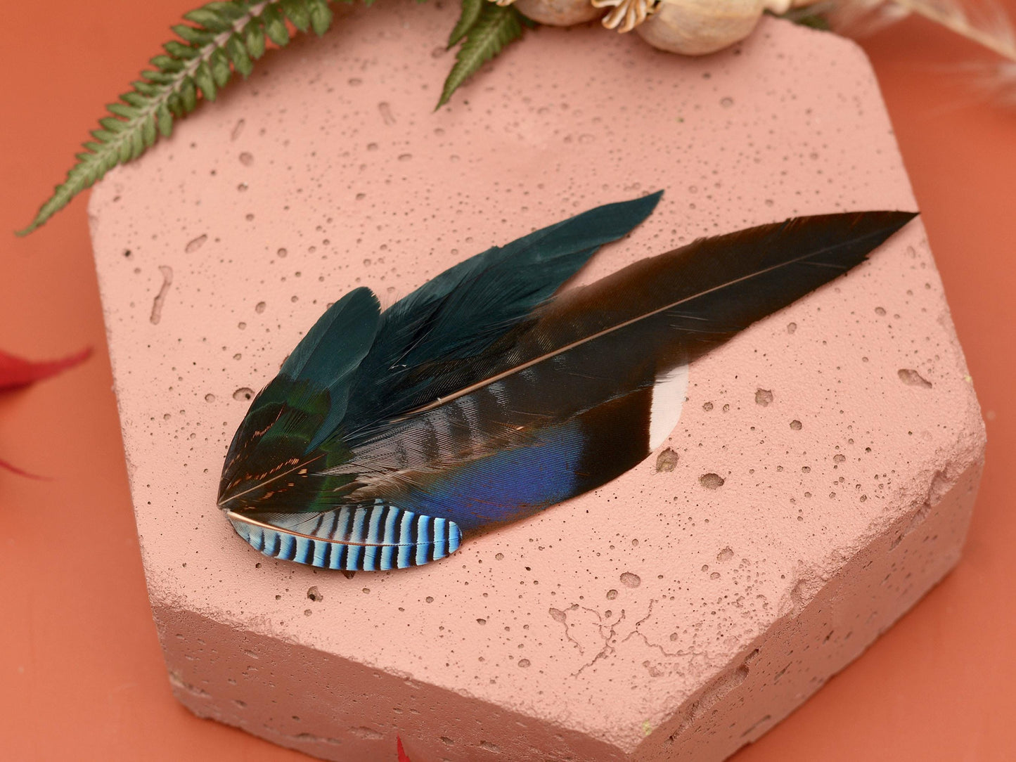 Blue, Teal and Grey Feather Hat Pin / Boutonniere No.192 | Duck Feather Brooch