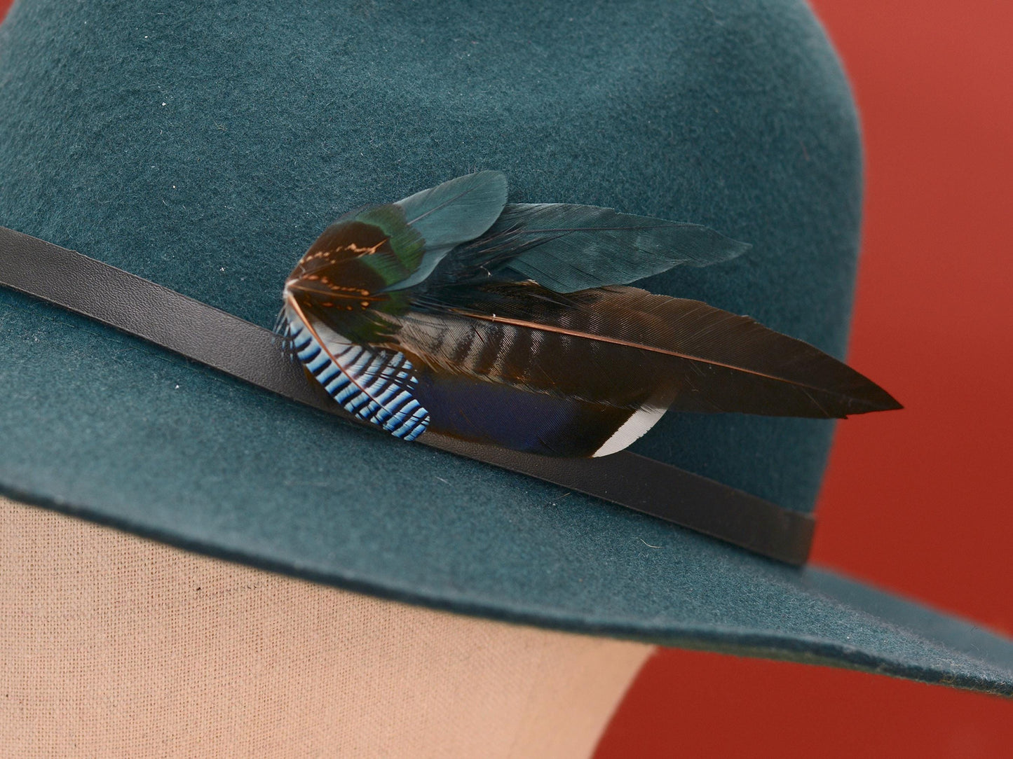 Blue, Teal and Grey Feather Hat Pin / Boutonniere No.192 | Duck Feather Brooch