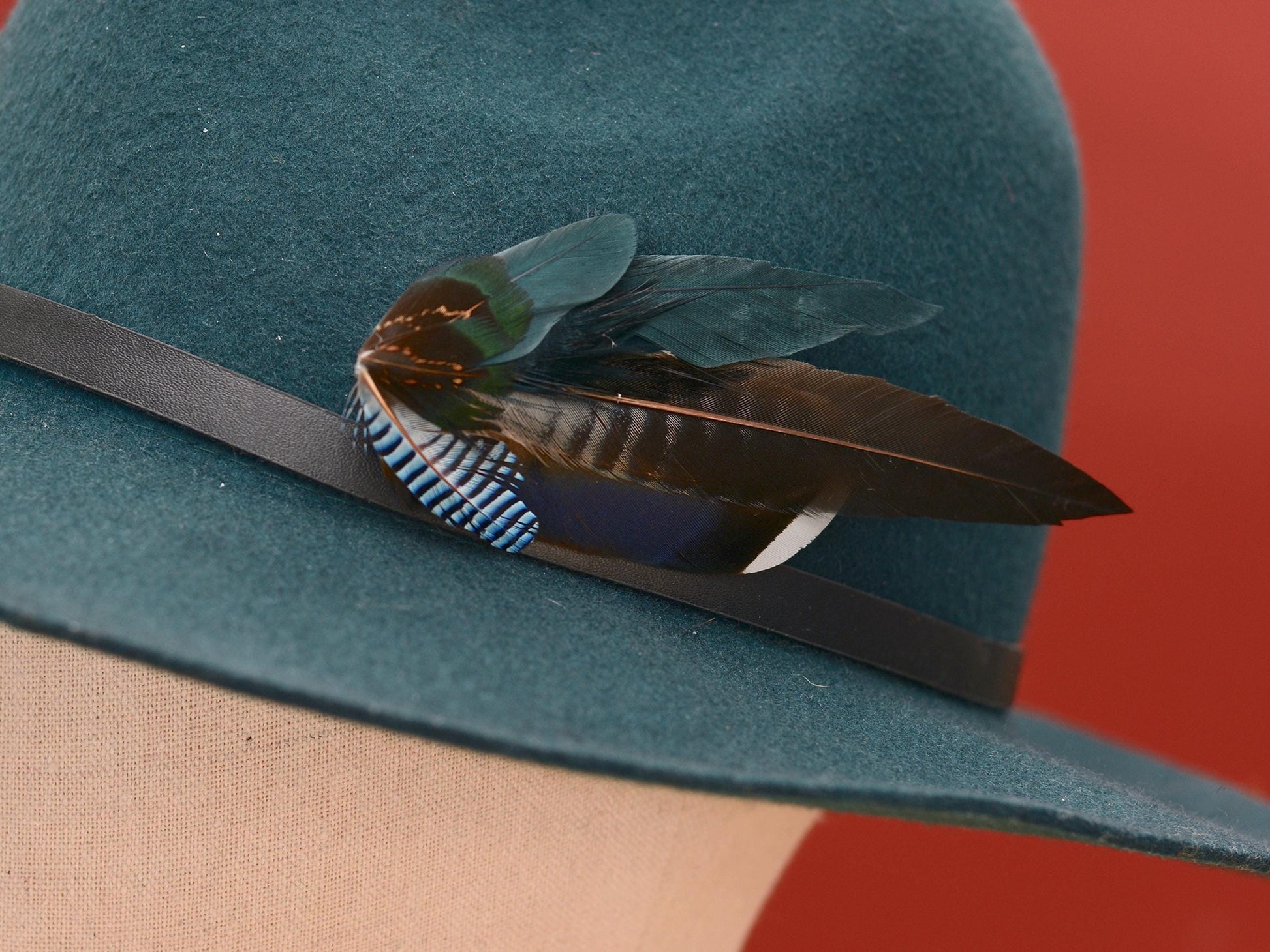 Blue, Teal and Grey Feather Hat Pin / Boutonniere No.192 | Duck Feather Brooch