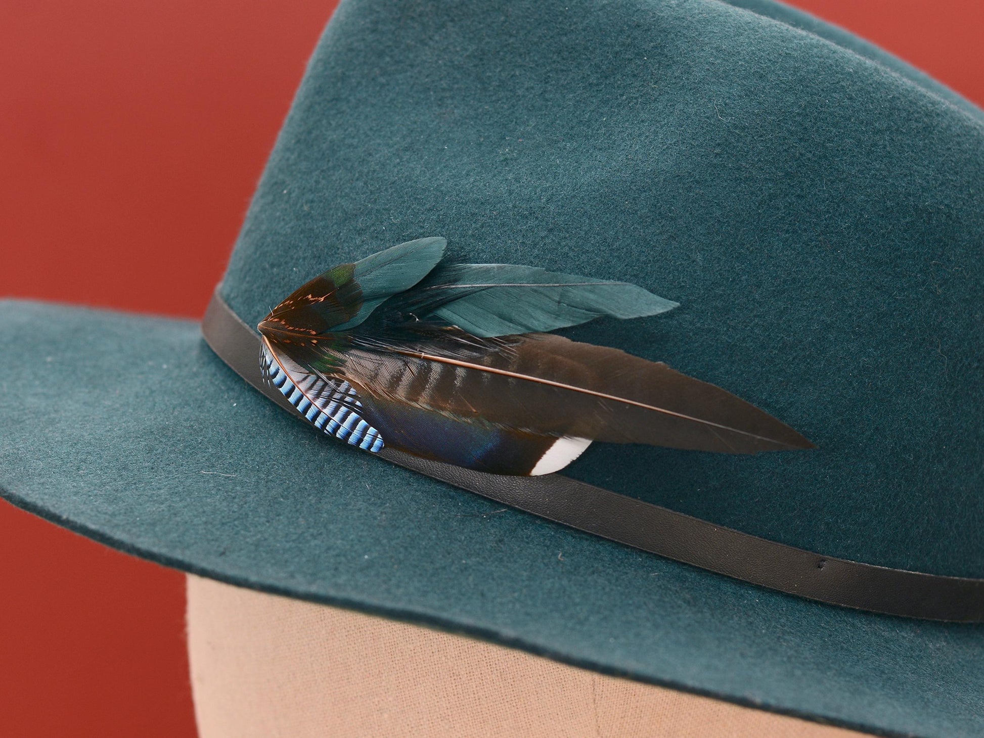 Blue, Teal and Grey Feather Hat Pin / Boutonniere No.192 | Duck Feather Brooch