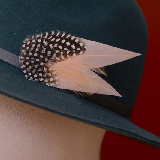 Blush Pink Feather Pin with Spotted Guinea Fowl Feathers | Feather Boutonniere | Feather Brooch | Feather Hat Pin