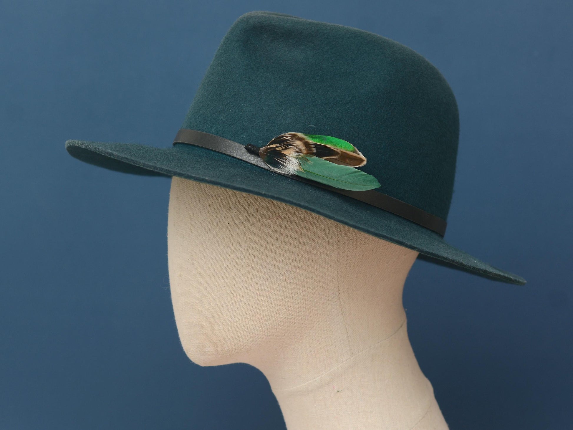 Bottle Green Duck Feather Boutonniere Pin | Feather Hat Pin | Duck Feather Brooch