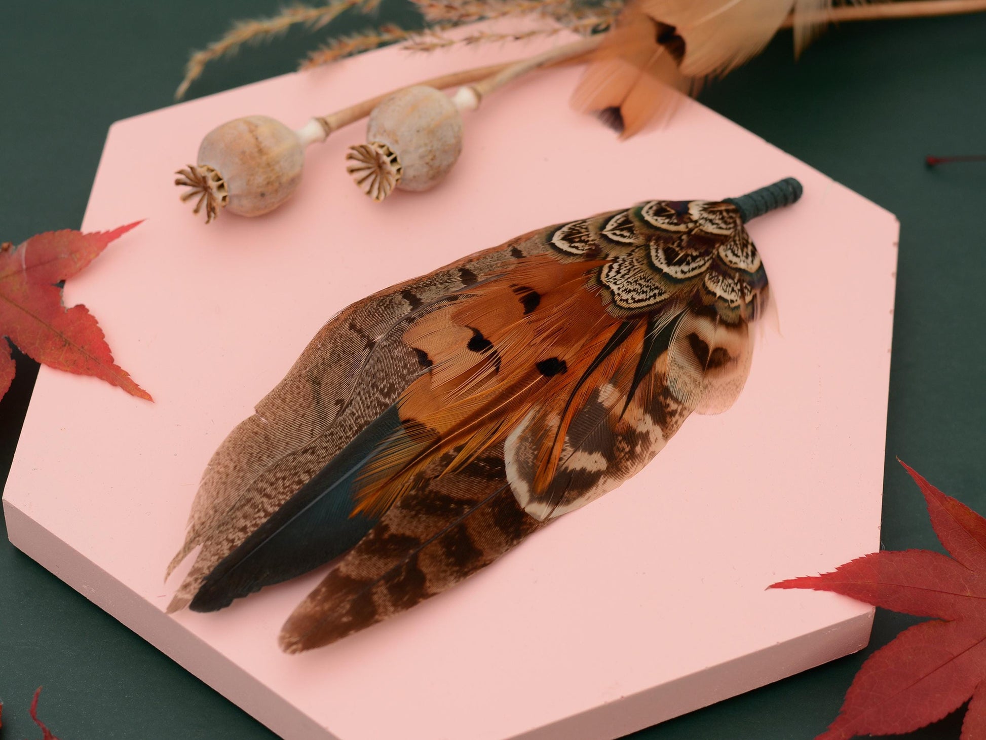 Natural Pheasant Feather Hat Pin No.310 | Pheasant Feather Boutonniere / Brooch