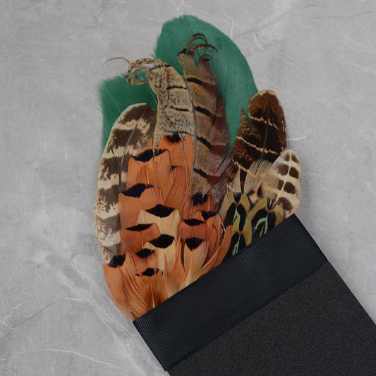Green and Copper Pheasant Feather Pocket Square No.197 | Suit Accessory | Feather Neck Tie | Grooms Outfit | Groomsmen Gift