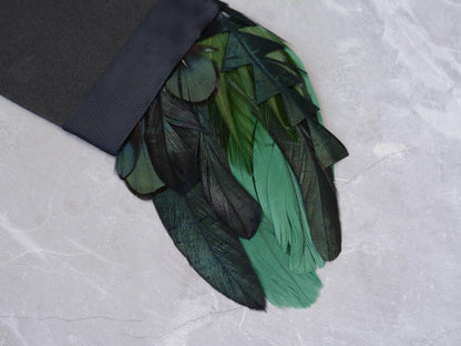 Shades of Deep Green and Black Feather Pocket Square No.171 | Suit Accessory | Feather Neck Tie | Grooms Outfit | Groomsmen Gift