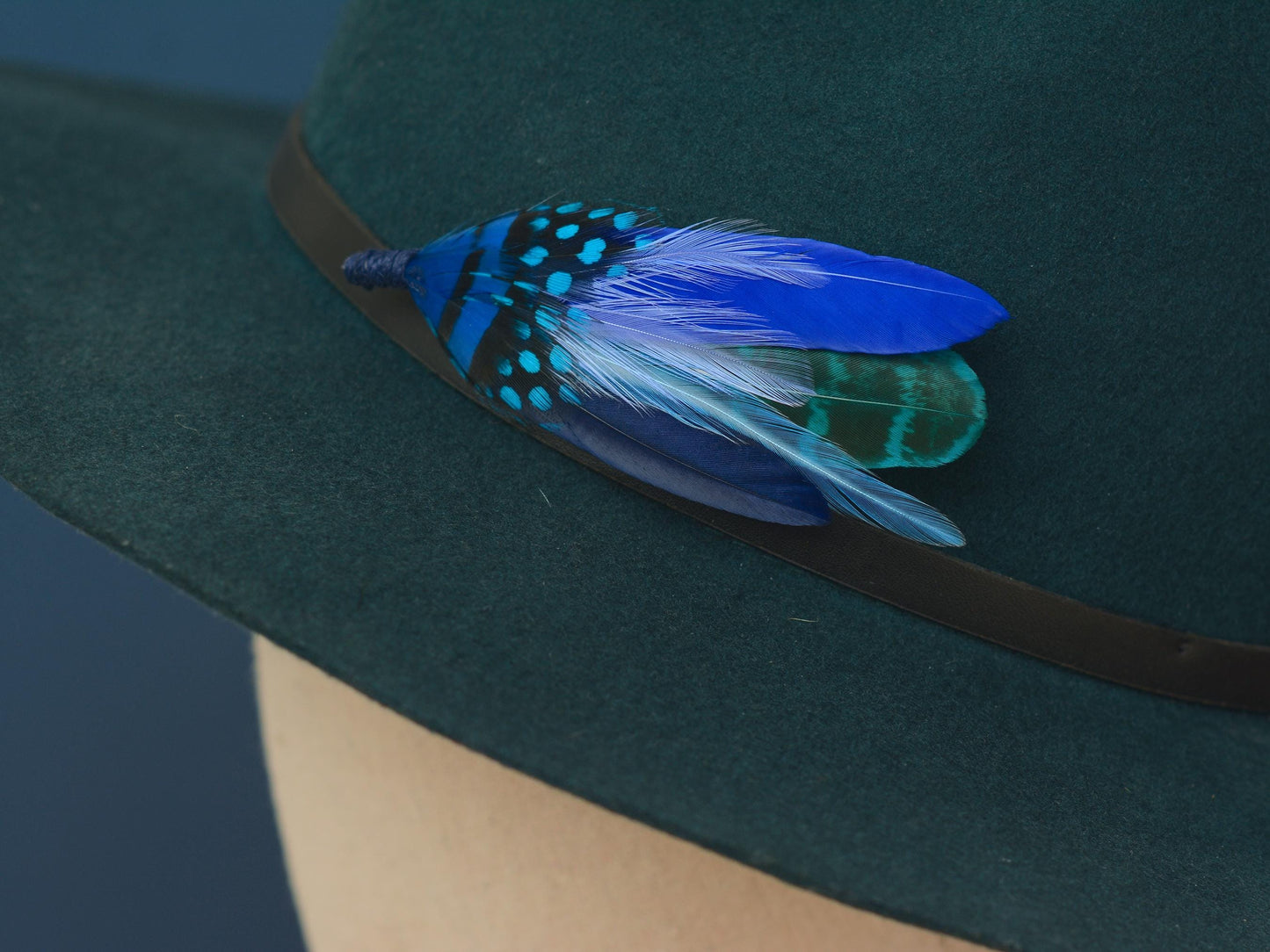 Shades of Blue Feather Hat Pin | Blue Feather Boutonniere | Feather Brooch | Feather Corsage