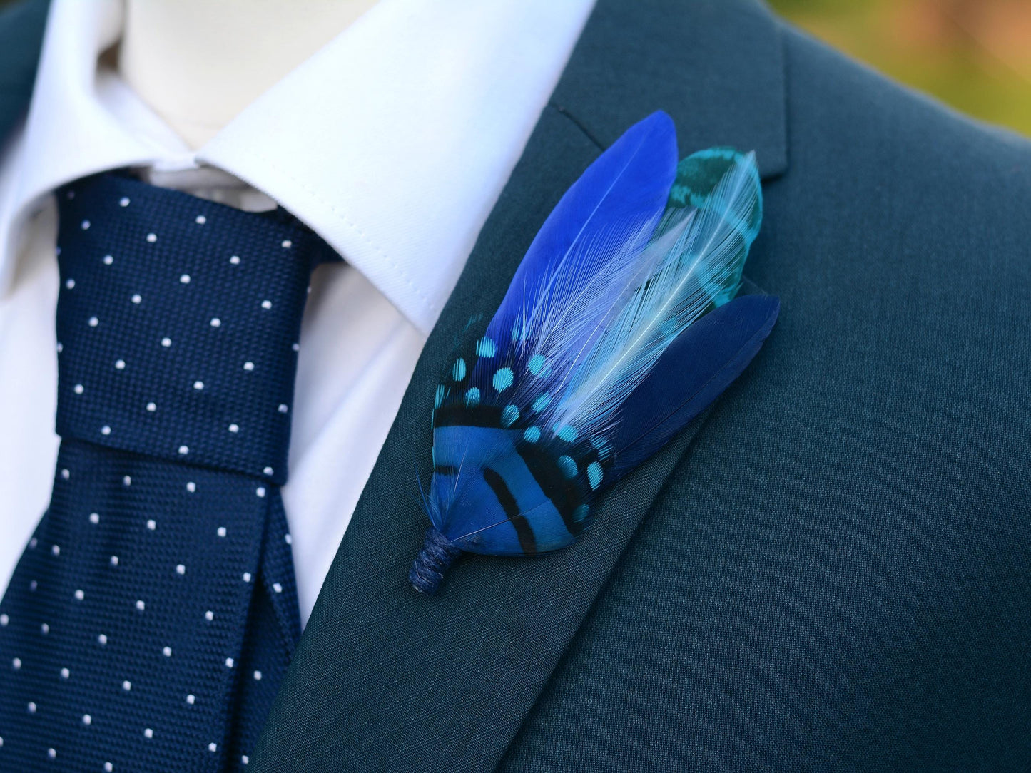 Shades of Blue Feather Hat Pin | Blue Feather Boutonniere | Feather Brooch | Feather Corsage